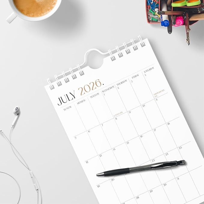 Karto Mini Wall Calendar 2025-2026 - Vertical 6x9 inch July 2025 to December 2026 - Small, Versatile, and Easy Planning with the Aesthetic Desk Monthly Calendar - Boho