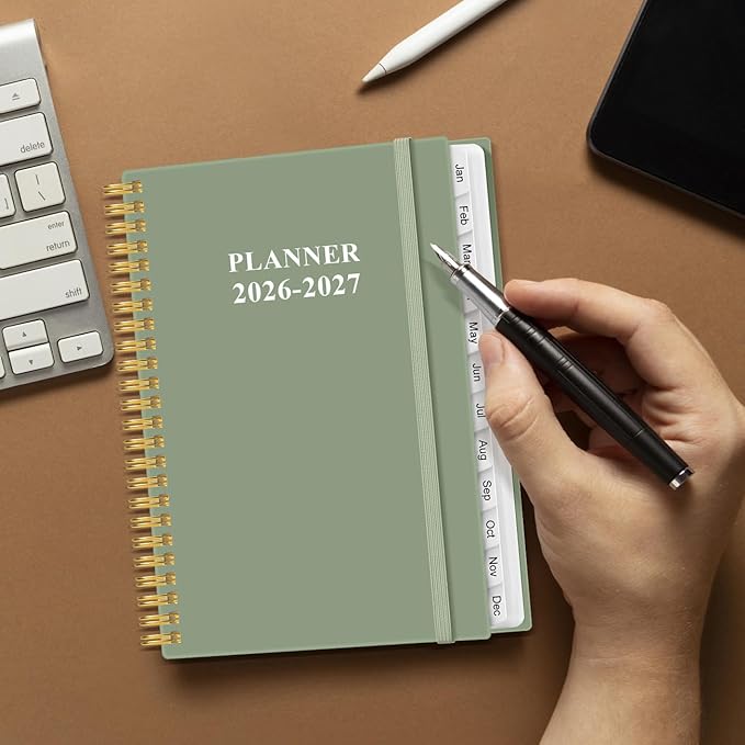 2026-2027 Planner - Academic Planner 2026-2027 from July 2026 to June 2027, Weekly Monthly Planner 2026-27 with 12 Monthly Tabs, Inner Pocket, 6.4" x 8.5", Green