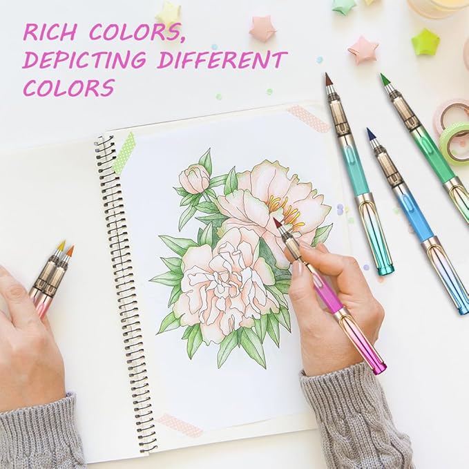 Ainiv Colored Inkless Pencil, 12 Sets No Sharpen Infinity Pencil Reusable Everlasting Pencil with Extra 12 Color Replaceable Nibs Forever Pencil for Writing Drawing Home Office School Supplies