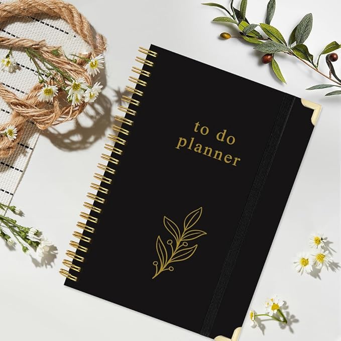 To Do List Notebook - Aesthetic Daily Planner to Easily Organize Your Tasks And Boost Productivity - Undated Planner for School or Office Supplies, 5.8" x 8.5", Black