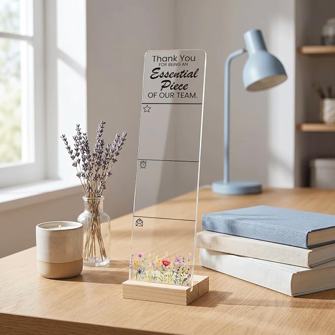 Sticky Note Holder Acrylic Monitor Memo Board Desk Organizers and Accessories Desk Decor Post It Note Holder with 200Pcs Sticky Notes Team Appreciation Thank You Office Desk Sign