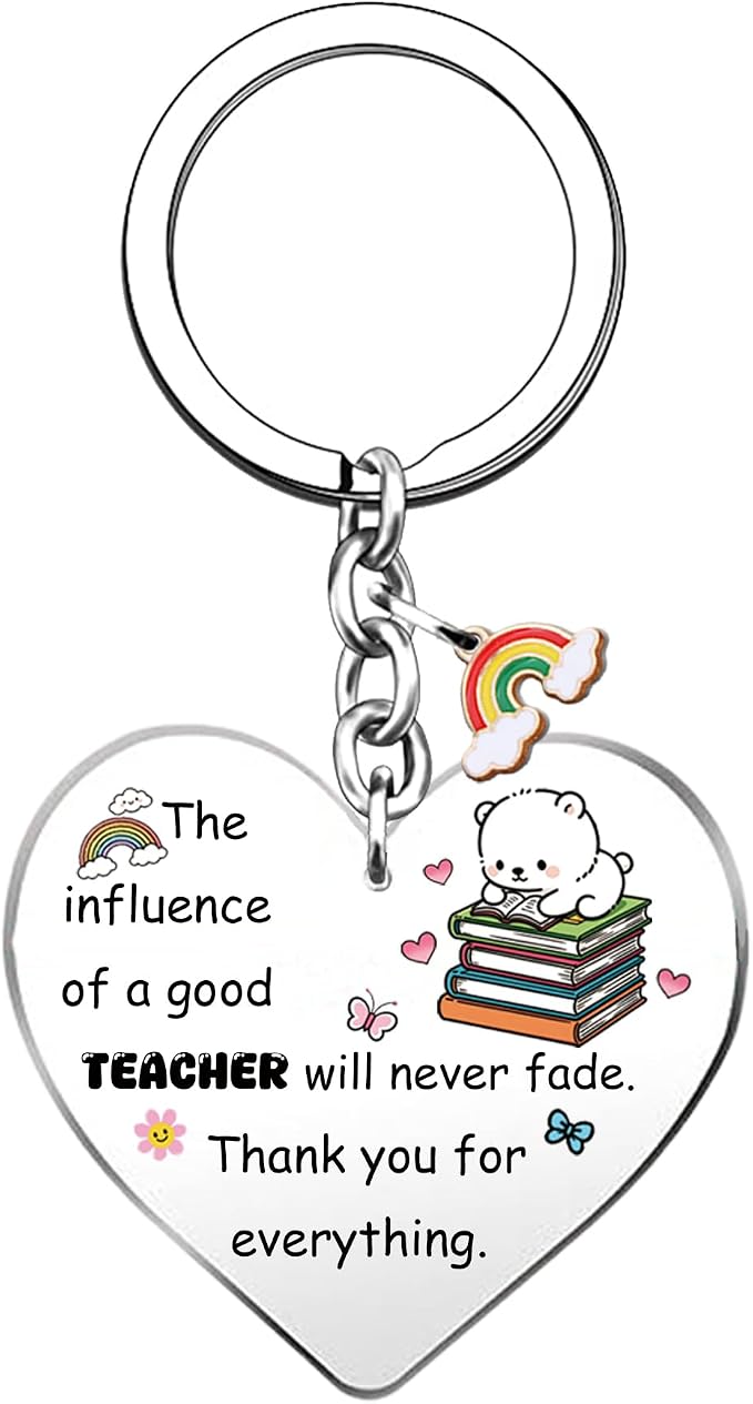 Teacher Gifts for Teachers Day Appreciate Presents Birthday Flower Shaped Signs Bookmark Keychain 3PC Set Graduation Christmas Keepsakes Acrylic Keyring Thank You Plaque Women Men Retirement (Teacher)