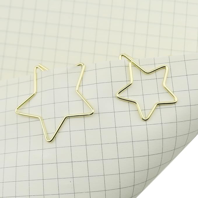 Heyous 50PCS Star Bookmark Holder Paper Clip Bookmark Holder Gold Pentagram Creative Paperclip Suitable for Office and School and Home Bookmark