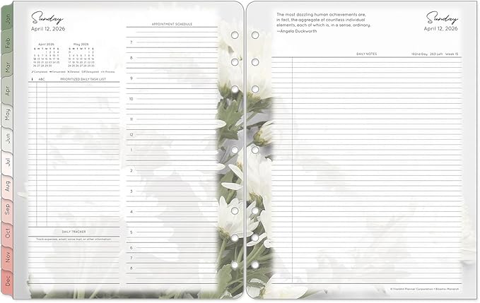 FranklinCovey - Blooms Planner Refill | Two Pages Per Day Ring-Bound (Monarch, Jan 2026 - Dec 2026)
