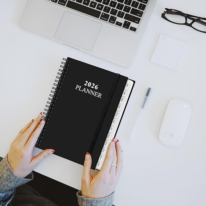 2026 Planner - Weekly & Monthly Planner from January 2026 - December 2026, Planner 2026 with Flexible Cover, Tabs, Inner Pocket, 6.4" x 8.5", Black