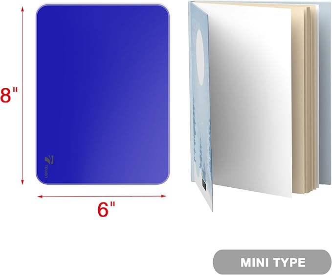 TOWON Navy Blue Glossy Mini Desktop Glass Whiteboard, 8 x 6 in Small Dry Erase Board for Desk with Pen Holder, Pure Glass Writing Surface with Accessories for Executive Office & Aesthetic Home Décor