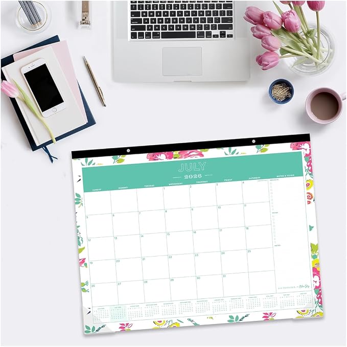 2026-2027 Blue Sky Floral 17" x 22" Academic Monthly Wall Calendar, Peyton White (107938-A27)