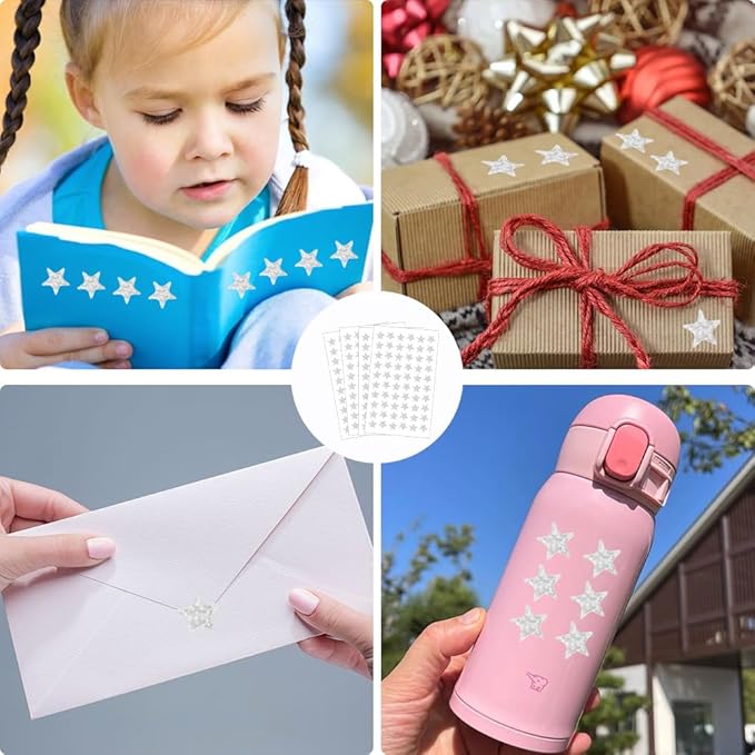 1080 PCS Silver Star Stickers, Small Star Stickers, 20 Sheets Holographic Star Stickers, Star Sticker for Kids Reward, School Planner, Behavior Chart, Classroom Teacher Supplies, DIY, Home