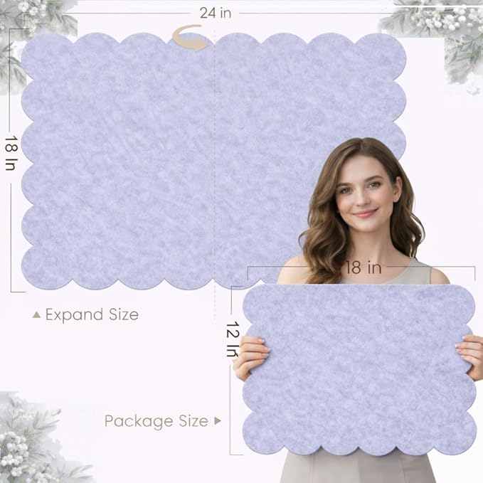 Scalloped Felt Bulletin Board 36 x 24 Inches, Large Decorative Vision Board for Wall, Office Memo & Photo Display for Home, Study & Dorm (Blue Gray)