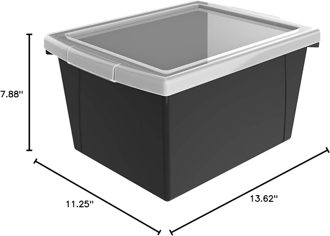 Storex 4 Gallon Storage Bin with Lid – Plastic Classroom Organizer for Books and Supplies, Black, 6-Pack (61427C06C)