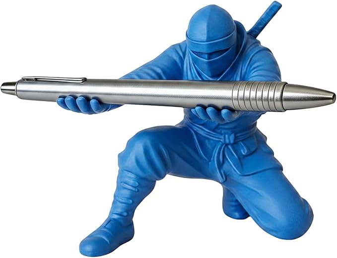 Ninja Pen Holder, 3D Printed Single Pencil Holder Display Stand, Cool Desk Organizers and Decor for Men, Birthday Gift, Father's Day, Office, Home (Black)
