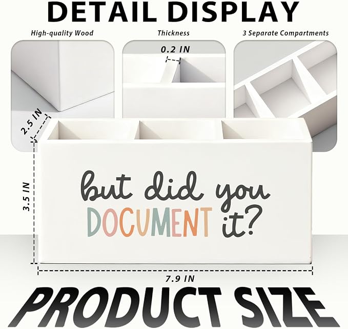 Funny But Did You Document It Pen Pencil Holder for Desk, HR Human Resources Gifts, Office Humor Gifts for Coworkers Women Men Wooden Box Sign Decorations for Office Desk Tabletop