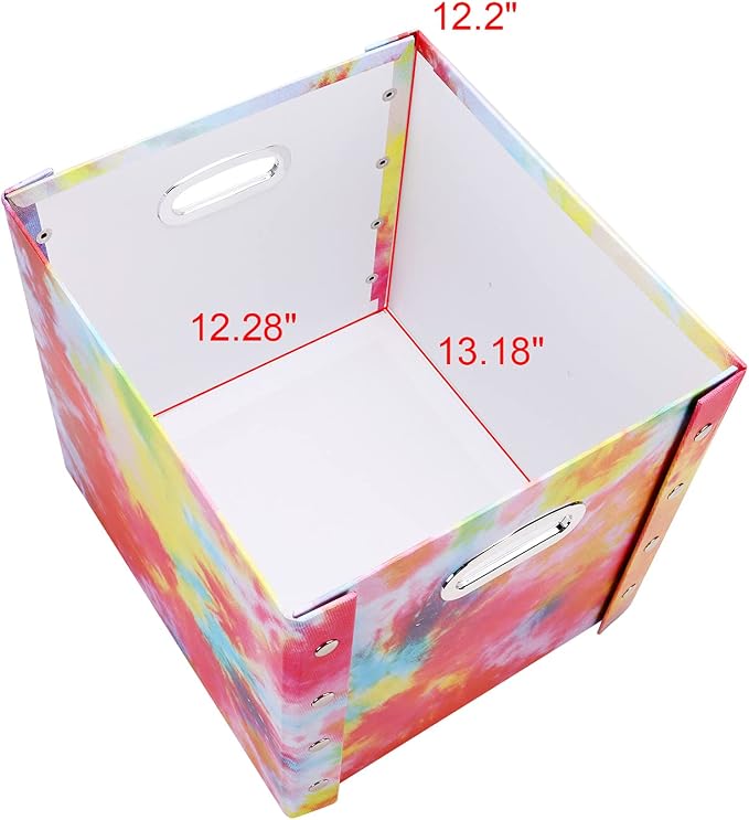 Snap-N-Store Vinyl Record Storage Box - Pack of 1-13.2 x 12.625 x 12.5 Inch LP Holder with Lid for 12-inch Records - Crate Holds up to 75 Vinyl Albums - Tie Dye