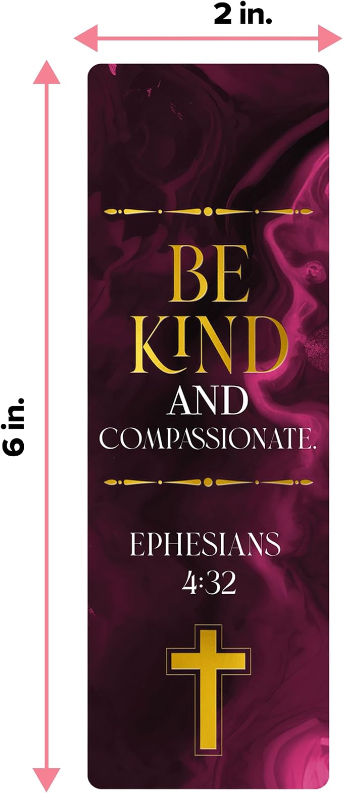 Decorably 100 Pack 2x6in Gold Foil Bible Bookmark with Religious Verses Set - 50 Inspirational Double-Sided Designs with Elegant Cross for Women & Men, Journals, Easter Gift, Church & Office Supplies