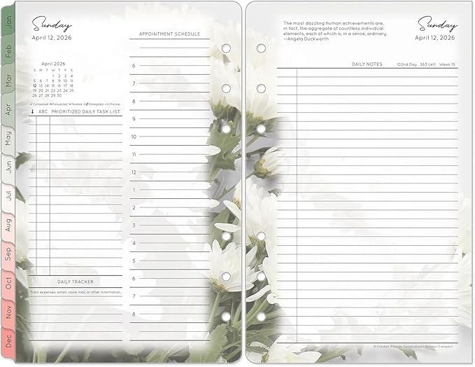 FranklinCovey - Blooms Planner Refill | Two Pages Per Day Ring-Bound (Compact, Jan 2026 - Dec 2026)