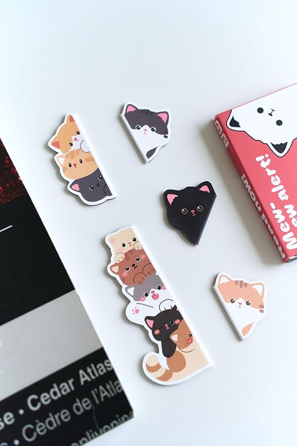 5pcs Cute Magnetic Bookmark, Funny Peeping Cat Book Marker Clip for Kids, Women, Teachers, Students, Book Lovers Gifts, Printing on 2 Side