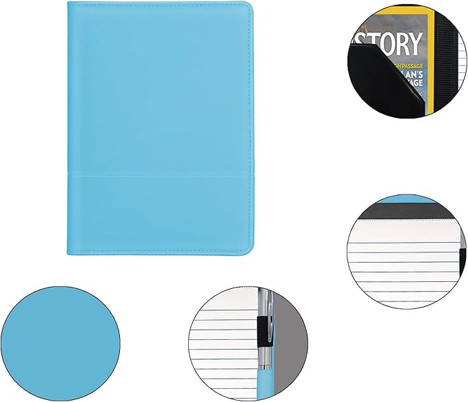 Padfolio/Portfolio Binder, Mini Padfolio Portfolio Binder 5 x 8 Legal Writing Pad, A5 Document Organizer Folder for Men Women, Light Blue