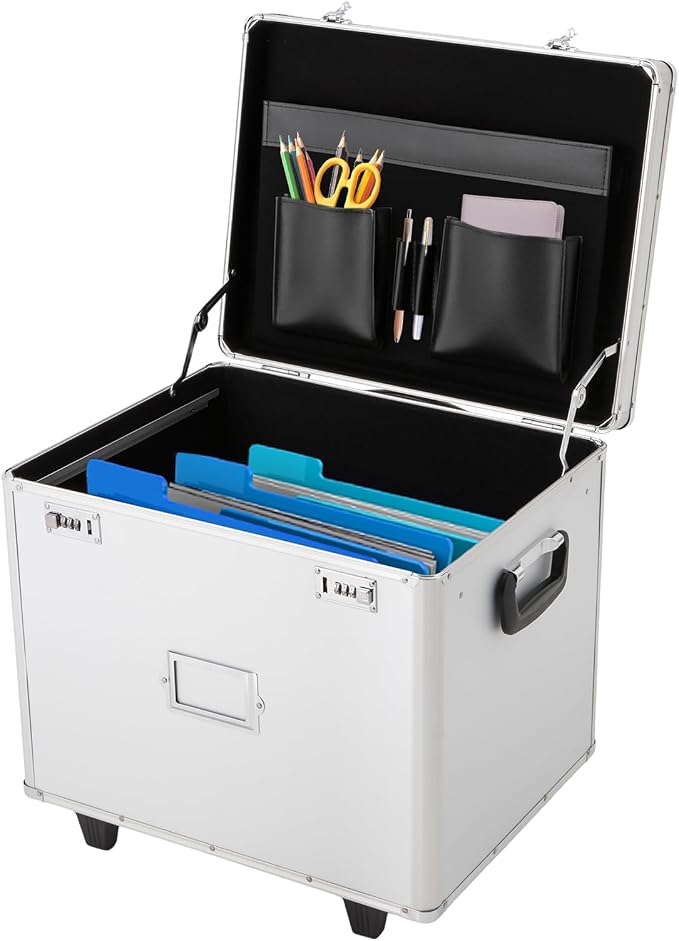 Fireproof Document Box, Fire Proof Portable Safe For Home Documents,Portable Stackable File Bins With Trolley Transport, Portable File Box With Handle for Home Office