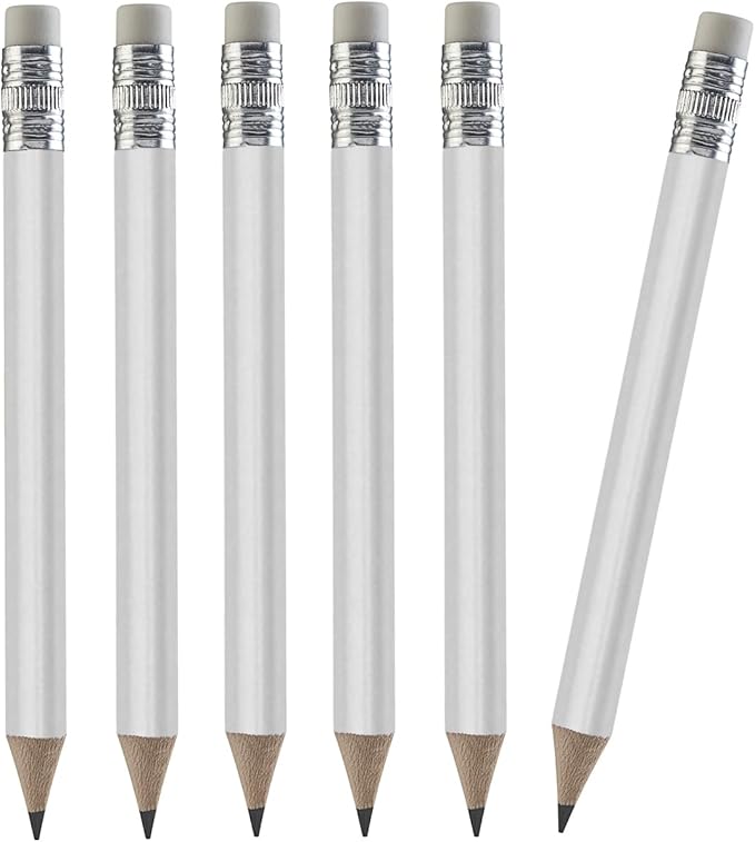 TH Golf Wood-Cased #2 Mini Pencils With Eraser, Pre-sharpened, HB Lead Bulk Box, 200 Count (White)