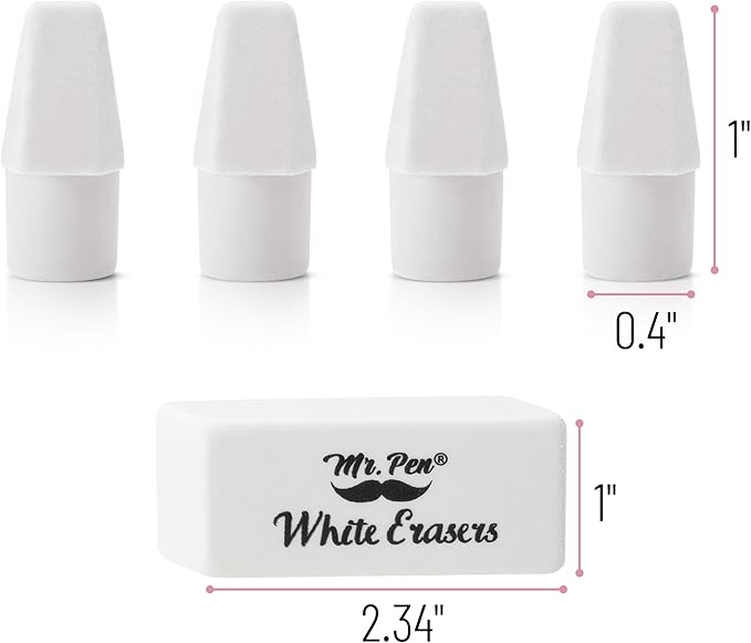Mr. Pen- School Eraser Combination Set, 66 Pack, White, Latex Free Erasers for School, Office, Art Sketching, Homework, Exams, Clean Smudge-Free Correction