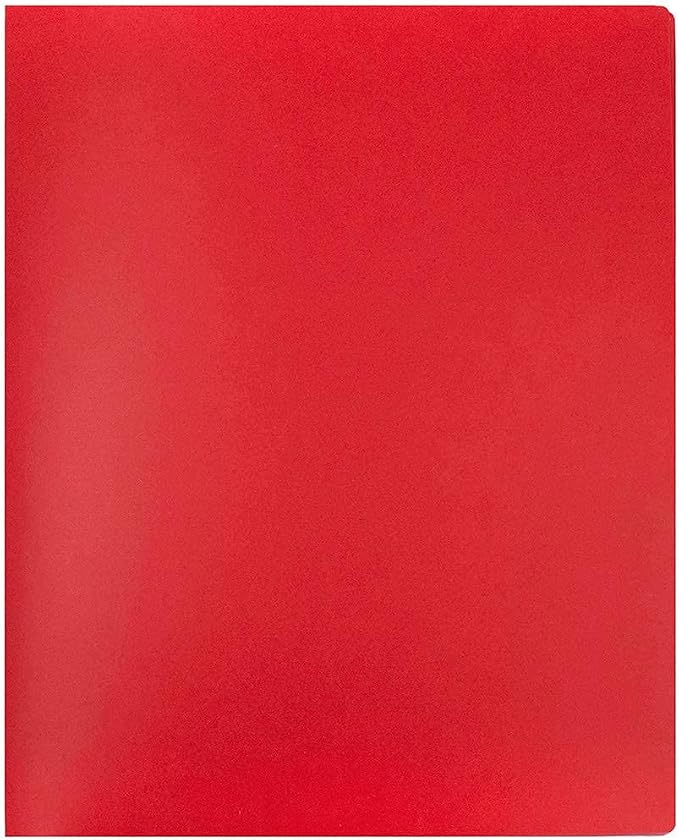 JAM PAPER Heavy Duty Plastic Multi Pocket Folders - 10 Pocket - Red - Sold Individually