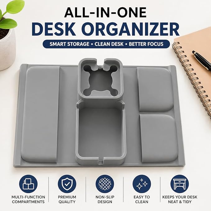 S V Adjustable Couch Armrest Tray with Cup Holder & Storage Pockets Non Slip Sofa Organizer for Drinks Phone Remote