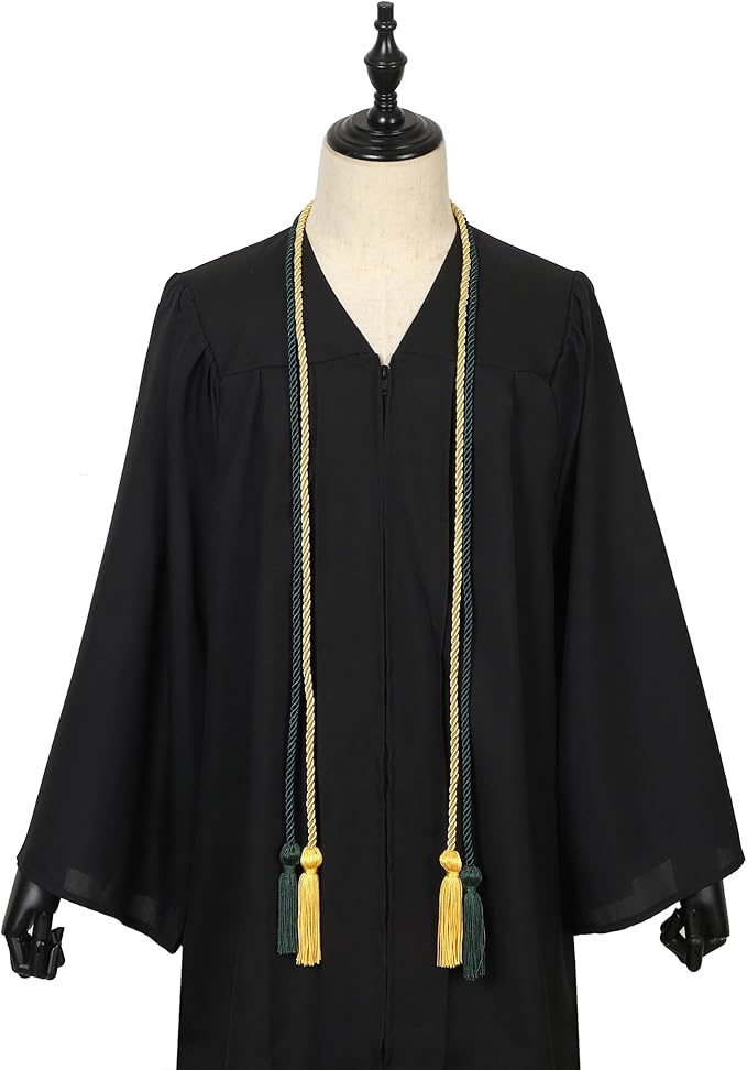 Graduation Double Honor Cords with Tassels Braided Academic Ropes for High School College Ceremony 68 Inch (Forest Green+Gold)