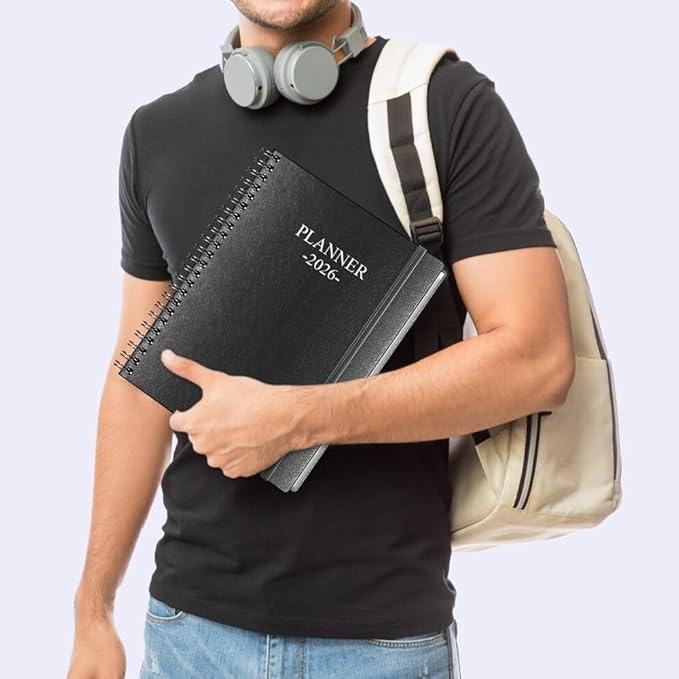 Planner 2026 - Weekly & Monthly Planner Runs from January 2026 to December 2026, 8.5 x 11", 12 Month Tabs, Inner Pocket, PU Leather Cover with Twin-Wire Binding, Monthly Planners 2026, Black