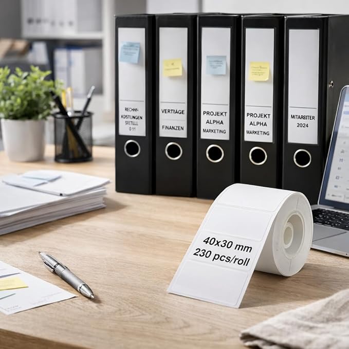 Olympia Label Roll for PM220 | 40 × 30 mm | White | Labels for Label Printers PM220 | Waterproof & Abrasion Resistant