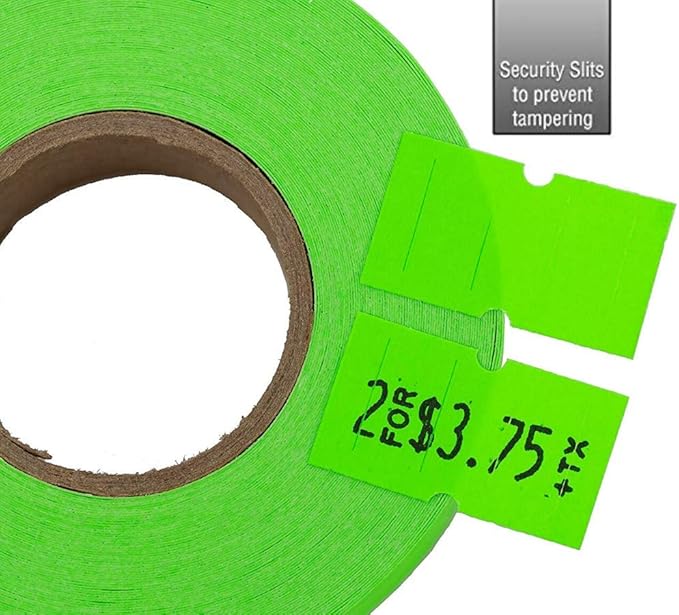 Perco 1 Line Fluorescent Green Labels - 1 Sleeve, 8,000 Blank Pricing Labels Bundled w Perco Pro 1 Line Price Gun with Labels Kit & Ink Roll for Perco Pro 1 Line & Perco Pro 2 Line Perco Labelers