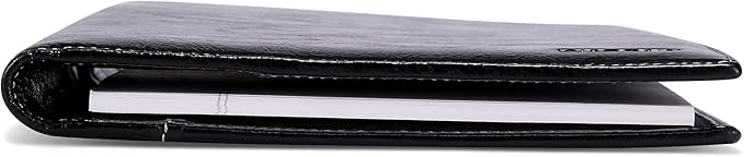 Leather Junior Padfolio for Men & Women with Pen Loop, Italian Calfskin, Business Portfolio Notebook Folder (Antiqued Black)