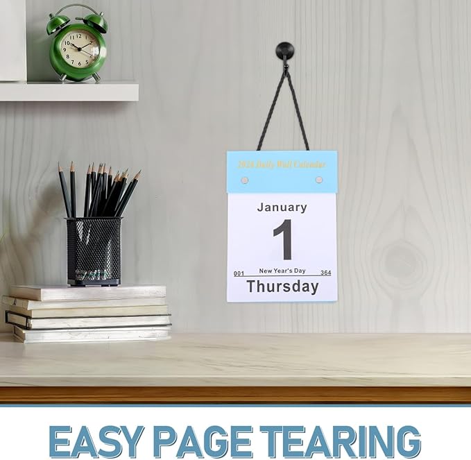 SEWACC Tear-off Daily Wall Calendar 2026 Large Print Vertical Hanging Planner Easy Read Day-to-day Organizer for Home Office School Study Room