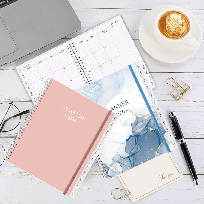 2026 Planner - Planner 2026 from January 2026 - December 2026, Monthly and Weekly Calender with 12 Tabs, 8.5" x 11", Pink