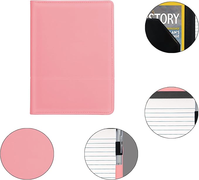 Padfolio/Portfolio Binder, Mini Padfolio Portfolio Binder 5 x 8 Legal Writing Pad, A5 Document Organizer Folder for Men Women, Light Pink