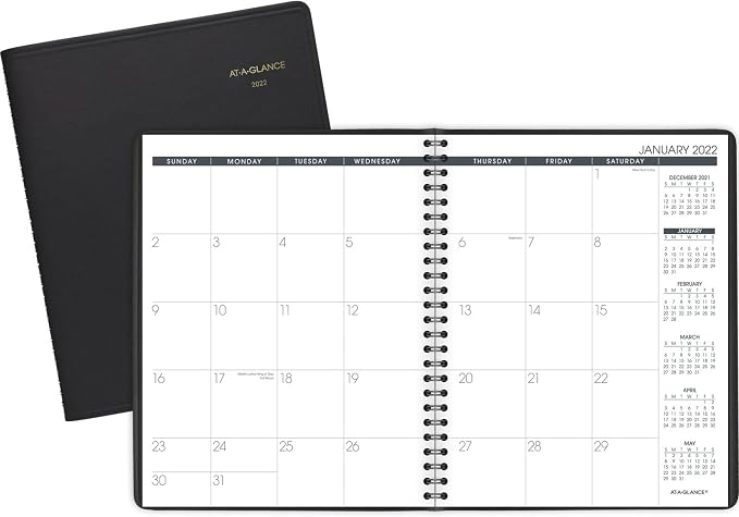 AT-A-Glance 2022 Monthly Planner by AT-A-Glance, 7" x 8-3/4", Medium, Black (7012005)