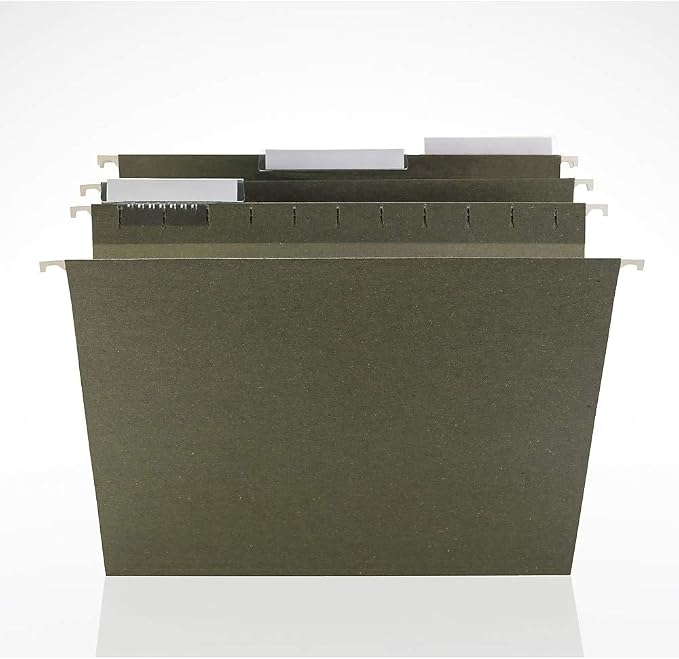 Staples Hanging File Folders, Letter Size, 1/3‑Cut Tabs, Standard Green – Bulk 250/Carton