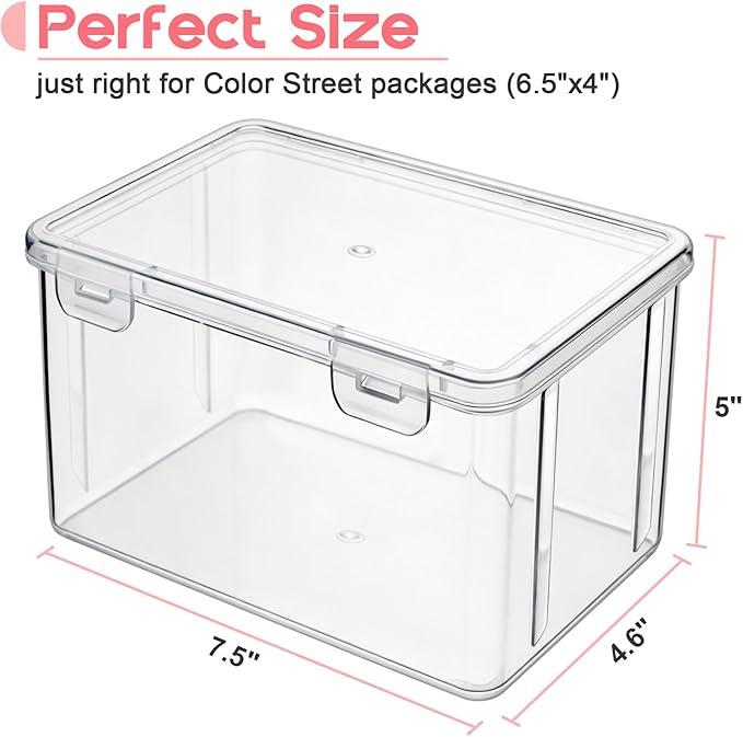 Vowcarol Storage Box for Color Street Nail Strips, Clear Plastic Art & Craft Organizer