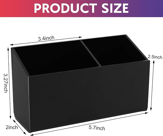 Magnetic Dry Erase Marker Holder for Whiteboard,Acrylic Magnetic Pen Holder for Fridge, 2 Compartments Whiteboard for Office, Home, Locker(Clear)-Black