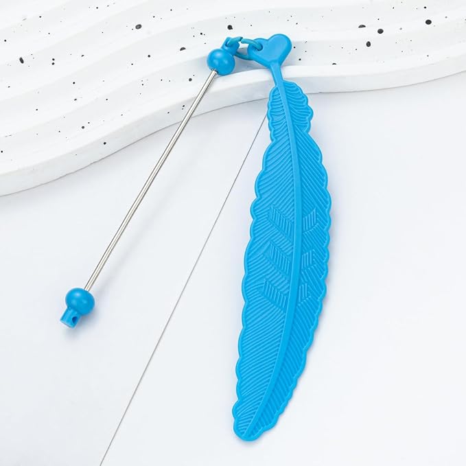 15 Packs Beadable Bookmarks with Bar Bulk Feather DIY Blank Bookmark for Beads Jewelry Pendants Charms Beading Book Make Marks Craft Colorful (14 Colors, 15 Packs)