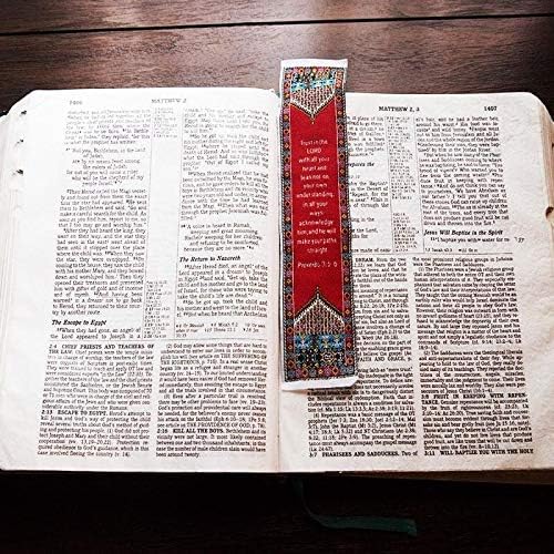 Logos Bookmark -Proverbs 3:5-6 - Red, Christian, Cloth Carpet Bookmark