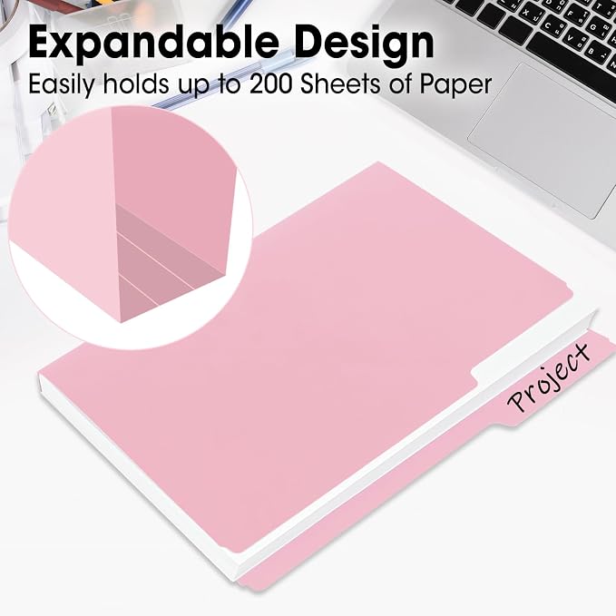 240 Pack File Folders, 1/3 Cut Tab Colored File Folders Letter Size 8.5 x 11 Inch, Filing Folder for Office School Business, 8 Pastel Colors