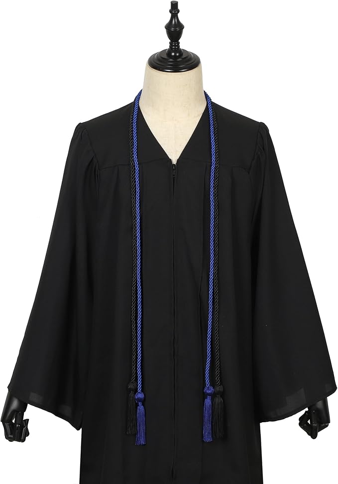 Graduation Double Honor Cords with Tassels Braided Academic Ropes for High School College Ceremony 68 Inch (Royal Blue+Black)