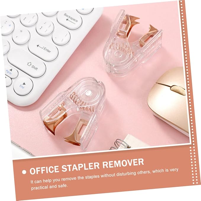 Angoily 2pcs Professional Handheld Stapler Removers Nail Pullers for Office Supplies Rose Gold Design Easy to Use