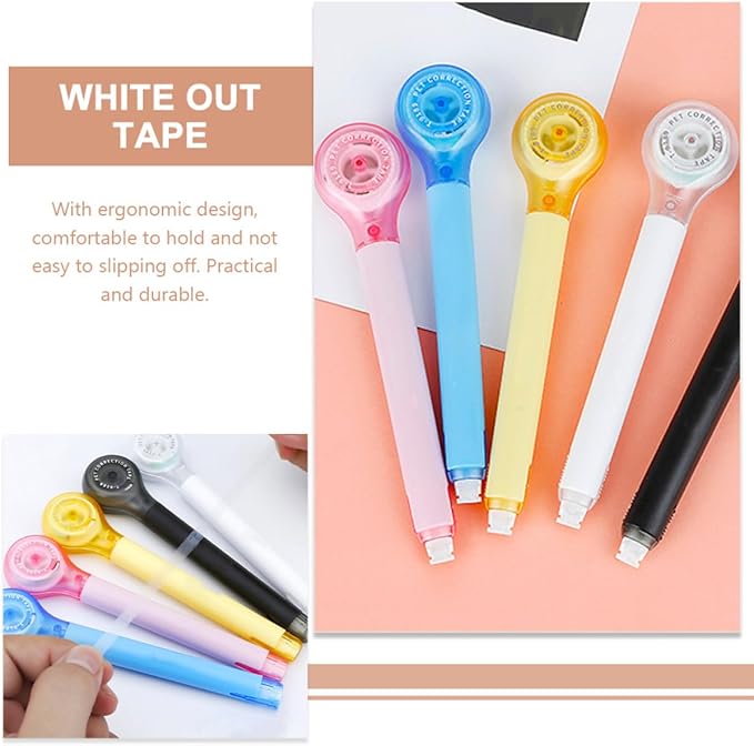 jojofuny 5pcs Mini Correction Tape Pen, Portable Small Correcting Tape for Students, Stationery for School and Office Use Random Color