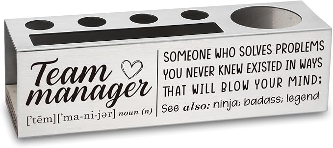 YODOCAMP Thank You Stainless Steel Pencil Holder for Team Manager, Appreciation Gift for Team Manager, Motivational Desk Organizer for Coworkers, Desktop Decor for Office TZC177