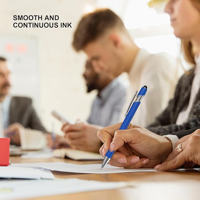 Actsun Gel Ink Pens, 12 Pcs, Fine Point, Smooth Writing, Screens & Touch Compatible, Black, Red & Blue, 0.7 mm, Gift & Office Accessory