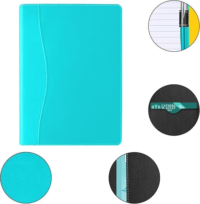 Padfolio Binder A5 Document Organizer with Refillable Lined Notepad, Junior Size Folder Portfolio for Men Women,Columbia Blue