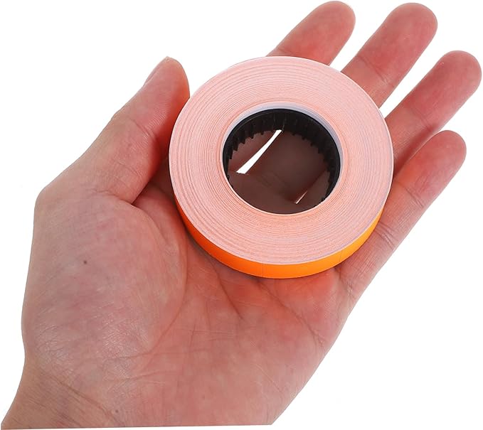 10rolls Price Labels Double Row Pricing Labels Stickers Roll Orange Paper Price Marker for Retail Supermarkets Offices and