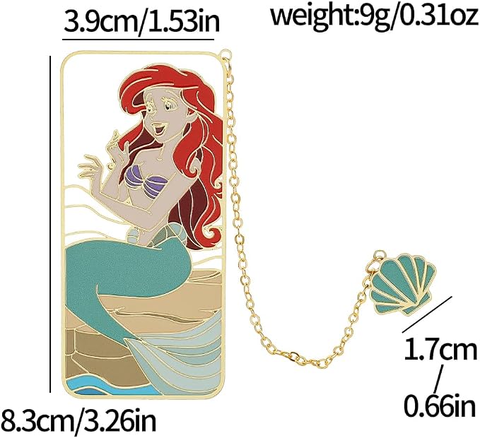 Cute Little Mermaid Anime Metal Book Mark -Metal Bookmarks Anime Fans Collection Accessories Reading Marker Gift for Book Lovers Women Girls Kids (Set)