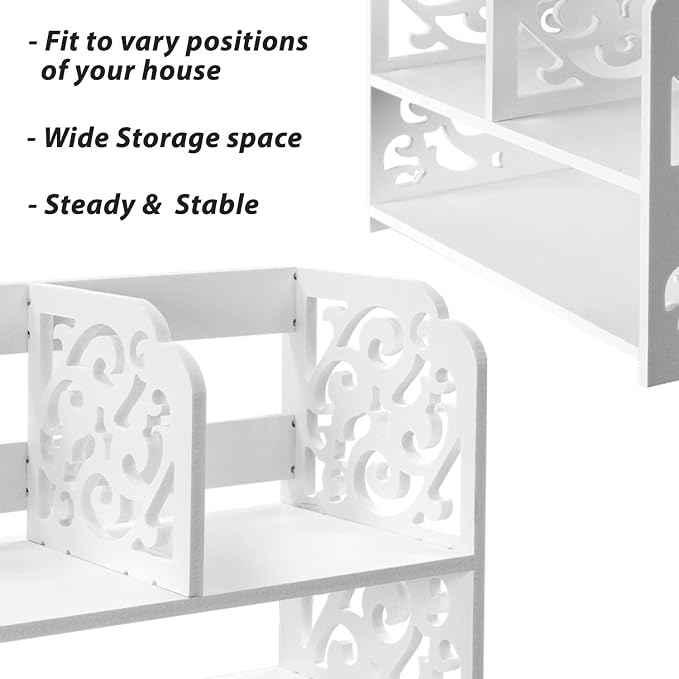 TY ARTS & CULTURE Desktop Organizer, Hollow Pattern Vintage Desk Storage Rack for Women Men and Kids, White Desktop Shelf Organizer for Home Office Desk Furniture